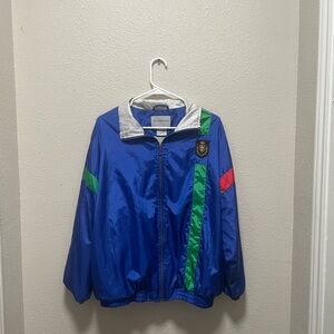 Unisex Crossroads Blue and Green Windbreaker with Sporty Design